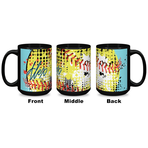 Softball Coffee Mug - 15 oz - Black APPROVAL