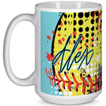 Softball 15 Oz Coffee Mug - White (Personalized)