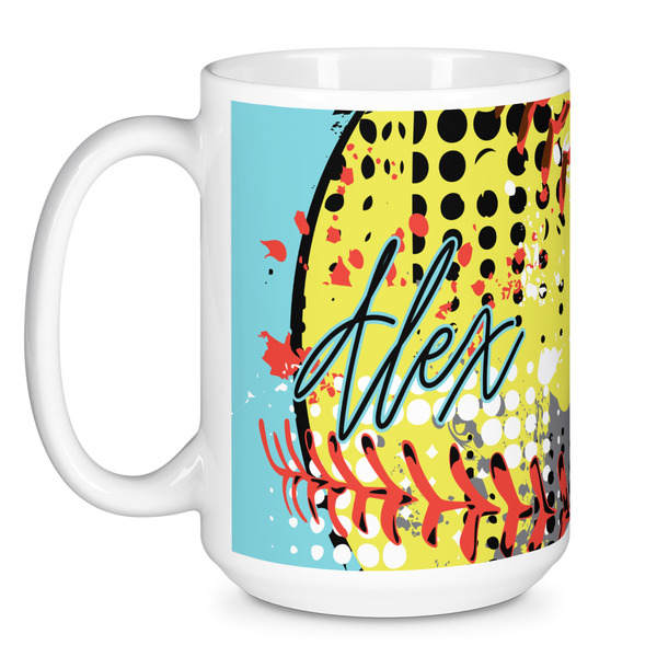 Softball Coffee Mug - 15 oz - White