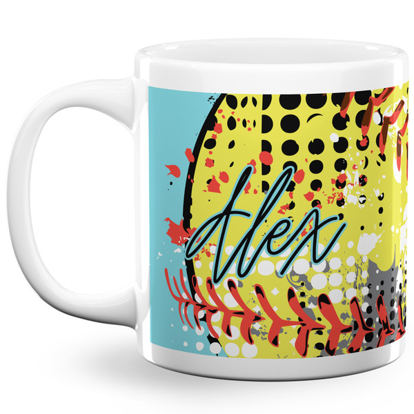 Custom Softball 20 Oz Coffee Mug - White (Personalized)