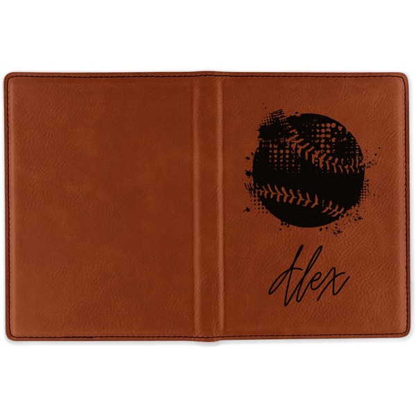 Softball Cognac Leather Passport Holder Outside Single Sided - Apvl