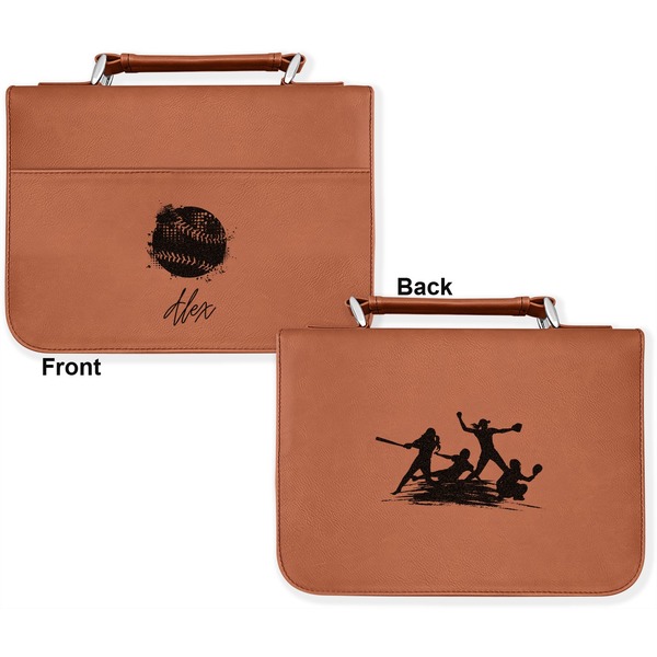 Softball Cognac Leatherette Bible Covers - Large Double Sided Apvl
