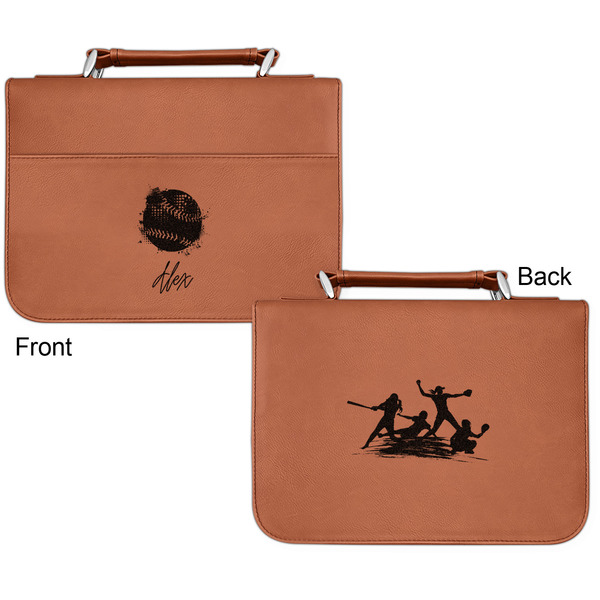 Softball Cognac Leatherette Bible Covers - Small Double Sided Apvl