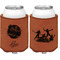 Softball Cognac Leatherette Can Sleeve - Double Sided Front and Back