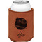 Softball Cognac Leatherette Can Sleeve - Single Front