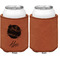 Softball Cognac Leatherette Can Sleeve - Single Sided Front and Back