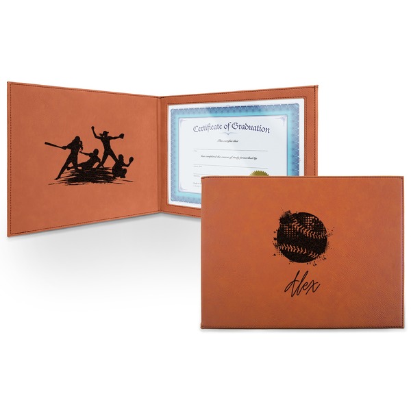 Custom Softball Leatherette Certificate Holder (Personalized)