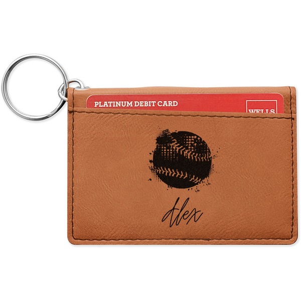 Custom Softball Leatherette Keychain ID Holder (Personalized)