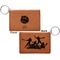 Softball Cognac Leatherette Keychain ID Holders - Front and Back Apvl