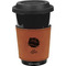 Softball Cognac Leatherette Mug Sleeve - Front