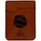 Softball Cognac Leatherette Phone Wallet close up