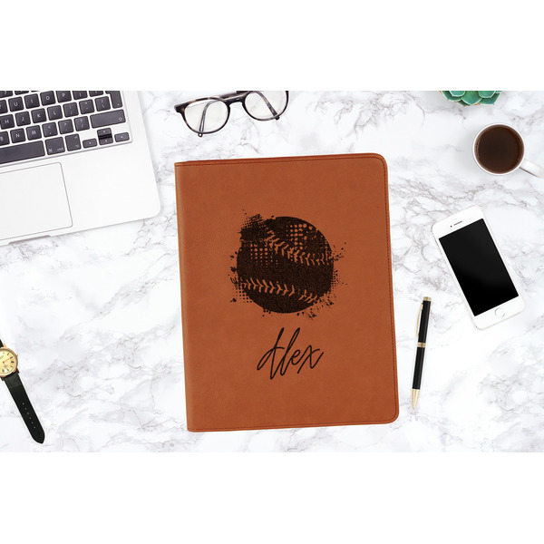 Softball Cognac Leatherette Portfolios - Lifestyle Image