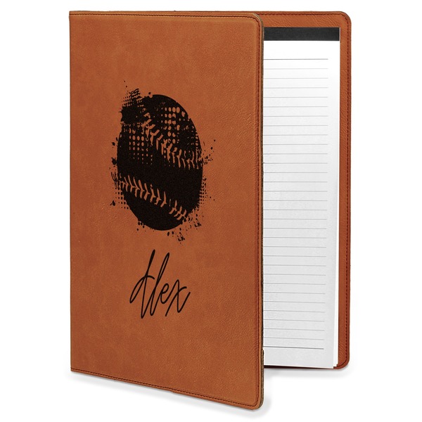 Custom Softball Leatherette Portfolio with Notepad (Personalized)