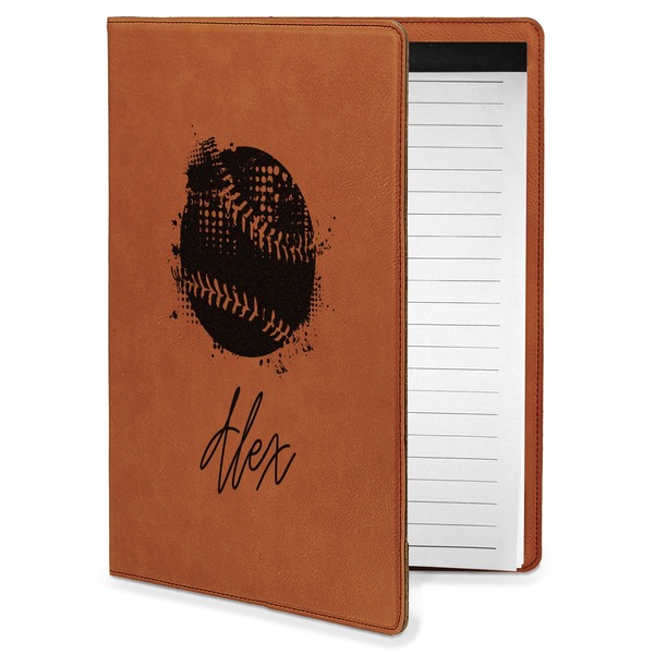Custom Softball Leatherette Portfolio with Notepad - Small - Double Sided (Personalized)