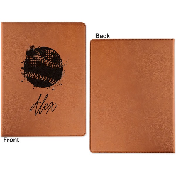 Softball Cognac Leatherette Portfolios with Notepad - Small - Single Sided- Apvl