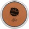 Softball Cognac Leatherette Round Coasters w/ Silver Edge - Single