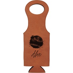 Softball Leatherette Wine Tote - Single Sided (Personalized)