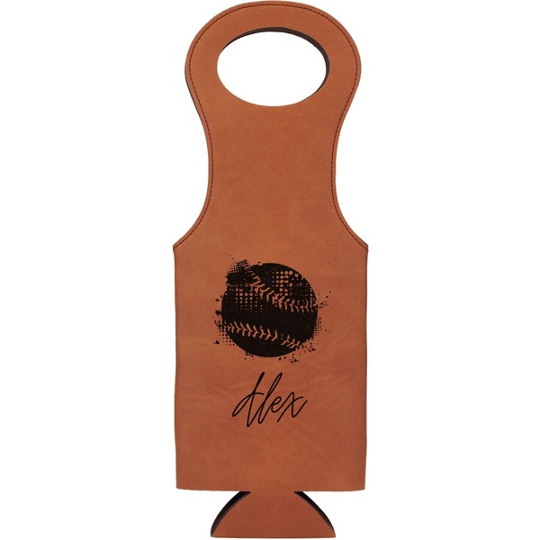 Custom Softball Leatherette Wine Tote - Double Sided (Personalized)