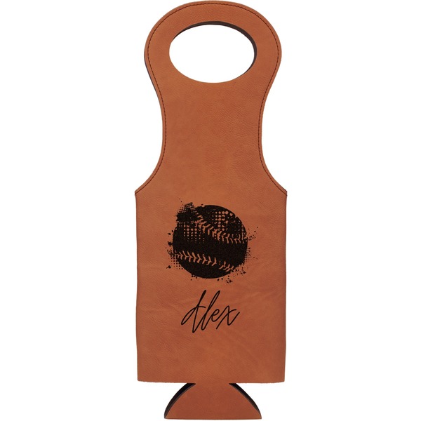 Custom Softball Leatherette Wine Tote (Personalized)