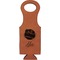 Softball Cognac Leatherette Wine Totes - Single Front