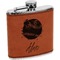 Softball Cognac Leatherette Wrapped Stainless Steel Flask