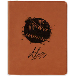 Softball Leatherette Zipper Portfolio with Notepad - Double Sided (Personalized)