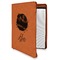 Softball Cognac Leatherette Zipper Portfolios with Notepad - Main