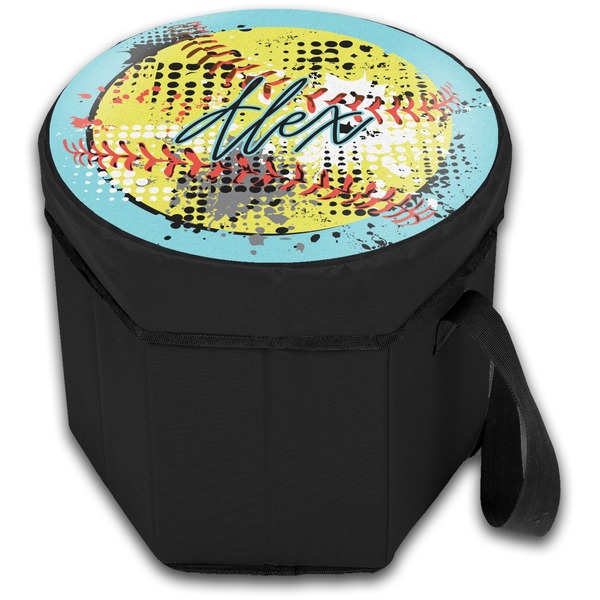 Softball Collapsible Personalized Cooler & Seat (Closed)
