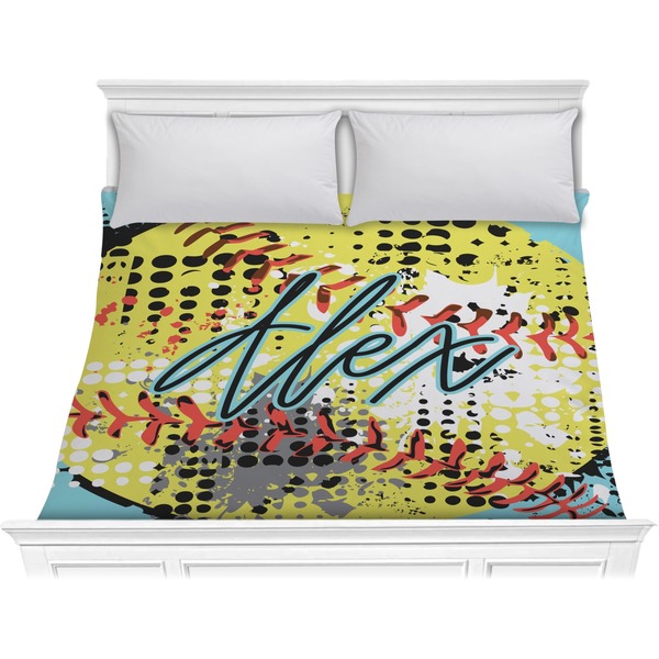 Custom Softball Comforter - King (Personalized)