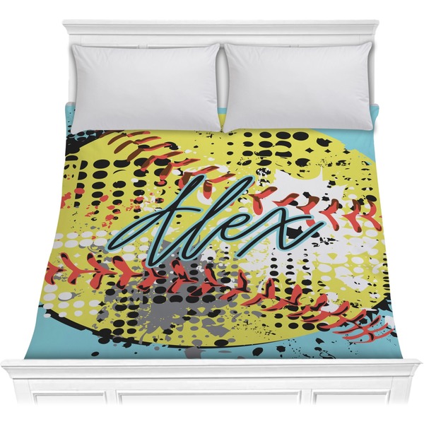 Custom Softball Comforter - Full / Queen (Personalized)
