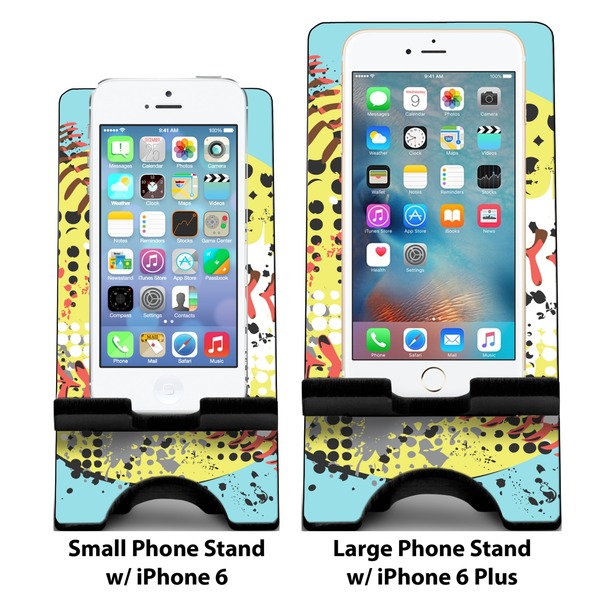 Softball Compare Phone Stand Sizes - with iPhones