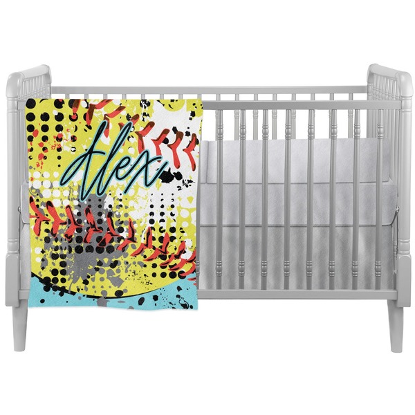 Custom Softball Crib Comforter / Quilt (Personalized)