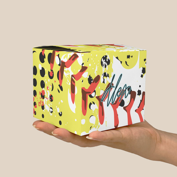 Softball Cube Favor Gift Box - On Hand - Scale View