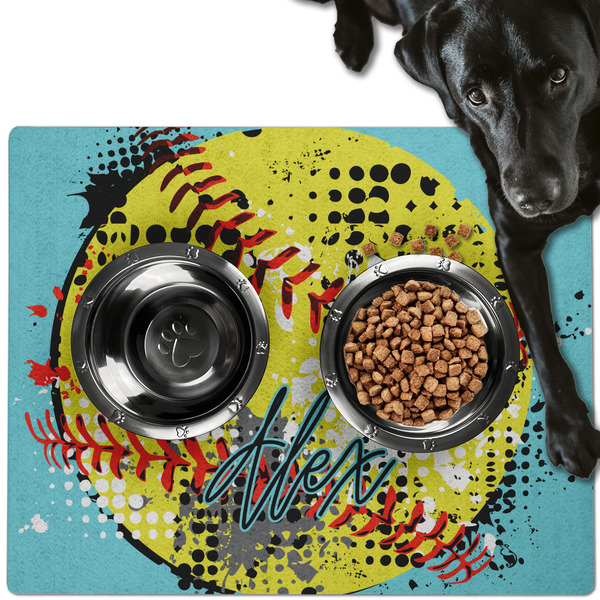 Softball Dog Food Mat - Large LIFESTYLE