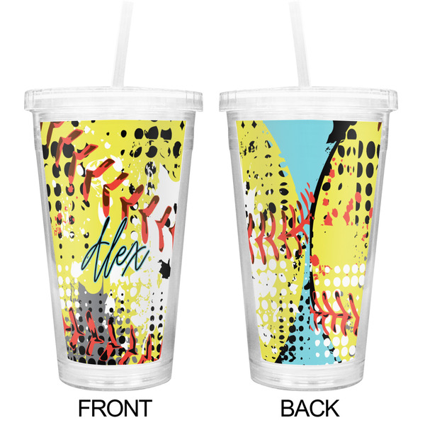 Softball Double Wall Tumbler with Straw - Approval