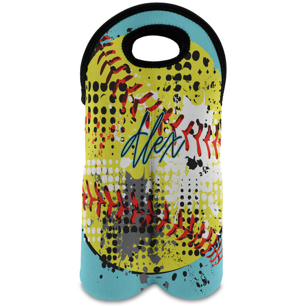 Custom Softball Wine Tote Bag (2 Bottles) (Personalized)