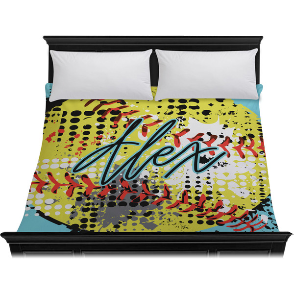 Softball Duvet Cover - King - On Bed - No Prop