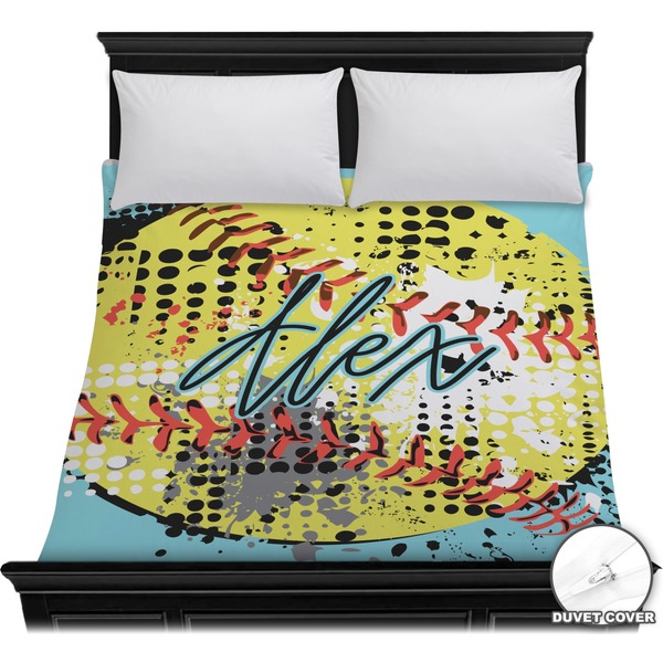 Custom Softball Duvet Cover - Full / Queen (Personalized)