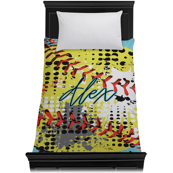 Softball Duvet Cover - Twin - On Bed - No Prop