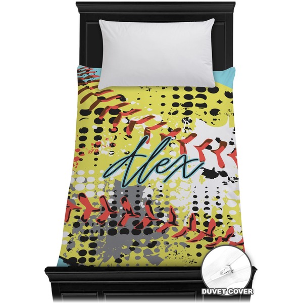 Custom Softball Duvet Cover - Twin (Personalized)