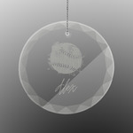 Softball Engraved Glass Ornament - Round (Personalized)