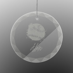 Softball Engraved Glass Ornament - Round (Personalized)
