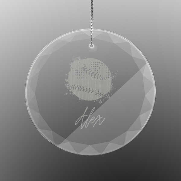 Custom Softball Engraved Glass Ornament - Round (Personalized)