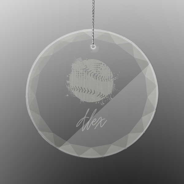 Softball Engraved Glass Ornament - Round (Front)