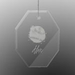 Softball Engraved Glass Ornament - Octagon (Personalized)