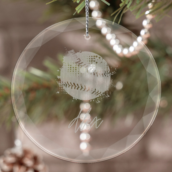 Custom Softball Engraved Glass Ornament (Personalized)