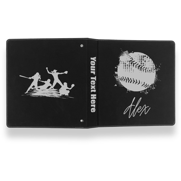 Softball Leather Binder - 1" - Black- Back Spine Front View