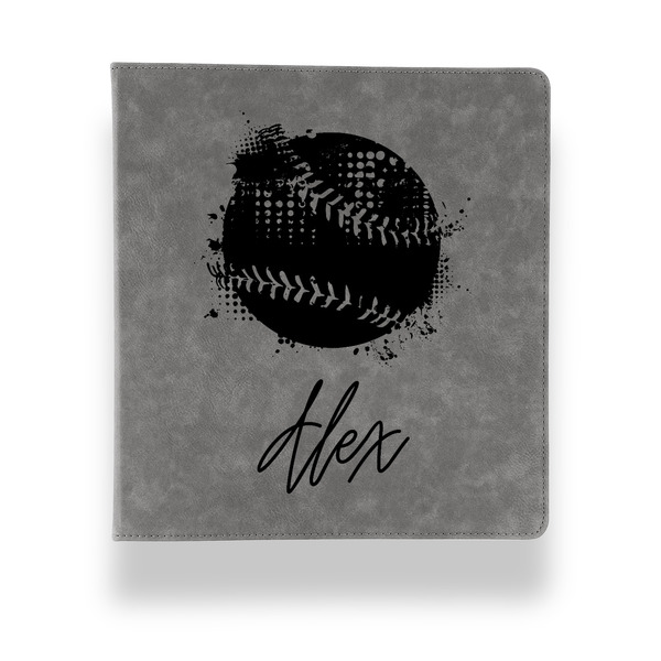 Custom Softball Leather Binder - 1" - Grey (Personalized)