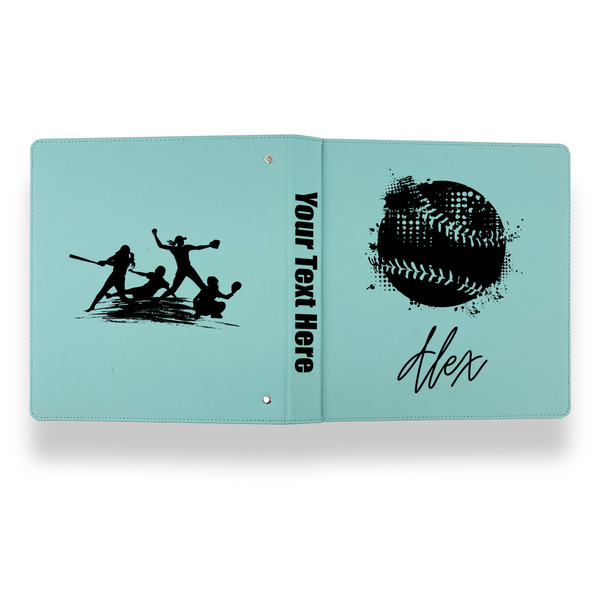 Softball Leather Binder - 1" - Teal - Back Spine Front View