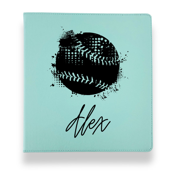 Custom Softball Leather Binder - 1" - Teal (Personalized)